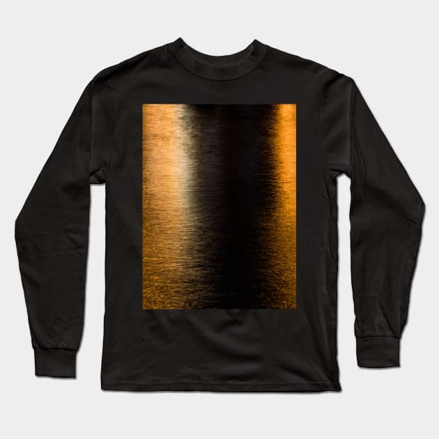 Abstract lights sea shiny bronze black reflection Photo of glistening shiny water Long Sleeve T-Shirt by PLdesign